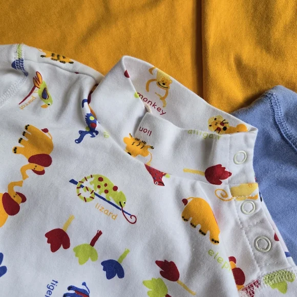 Set of 3 Hanna Andersson colorful long sleeved bodysuit onesies